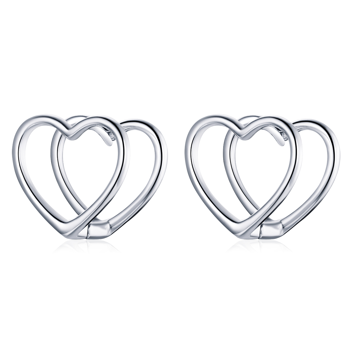 Pandora Style Eenvoudig - Dubbel Hart Oorknopjes - BSE501 Pandora Style Eenvoudig - Dubbel Hart Oorknopjes - BSE501