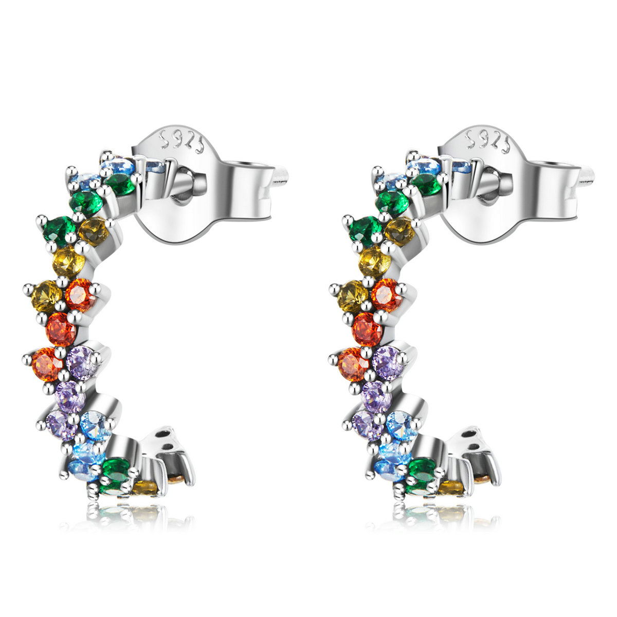 Pandora Style Gebogen kleur zirkonium Oorknopjes - SCE1272 Pandora Style Gebogen kleur zirkonium Oorknopjes - SCE1272