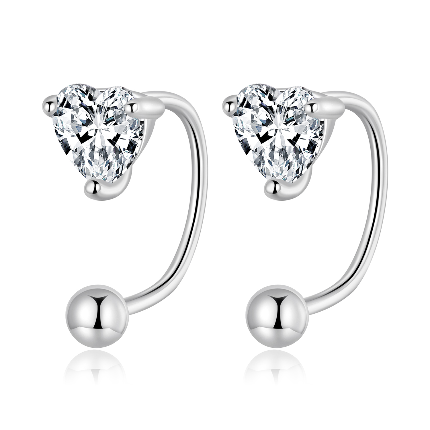 Pandora Style Hart draad Oorknopjes - BSE697 Pandora Style Hart draad Oorknopjes - BSE697