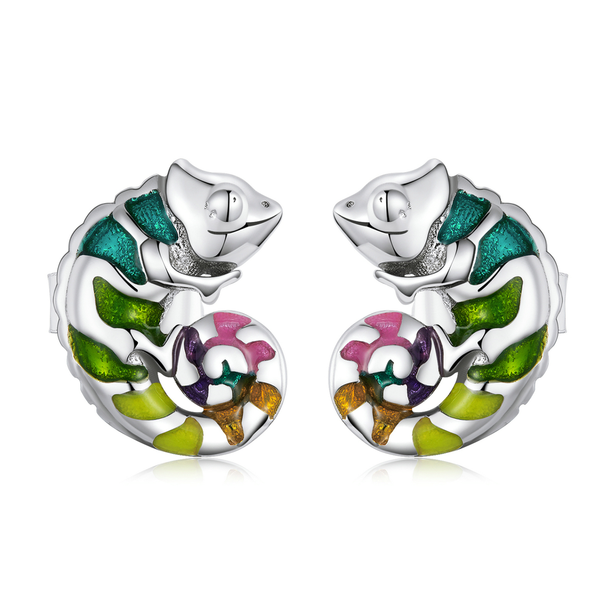 Pandora Style Kameleon Oorknopjes - BSE587 Pandora Style Kameleon Oorknopjes - BSE587