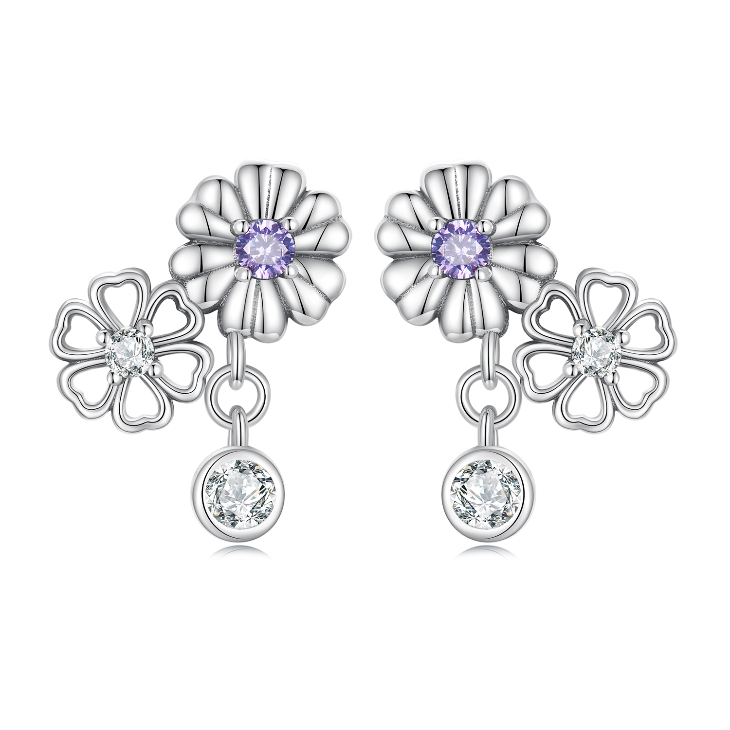 Pandora Style Kleine Madeliefje Oorknopjes - SCE1514 Pandora Style Kleine Madeliefje Oorknopjes - SCE1514