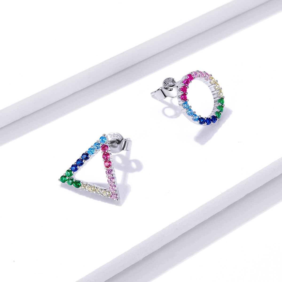 Pandora Style Meetkunde Oorknopjes - BSE482