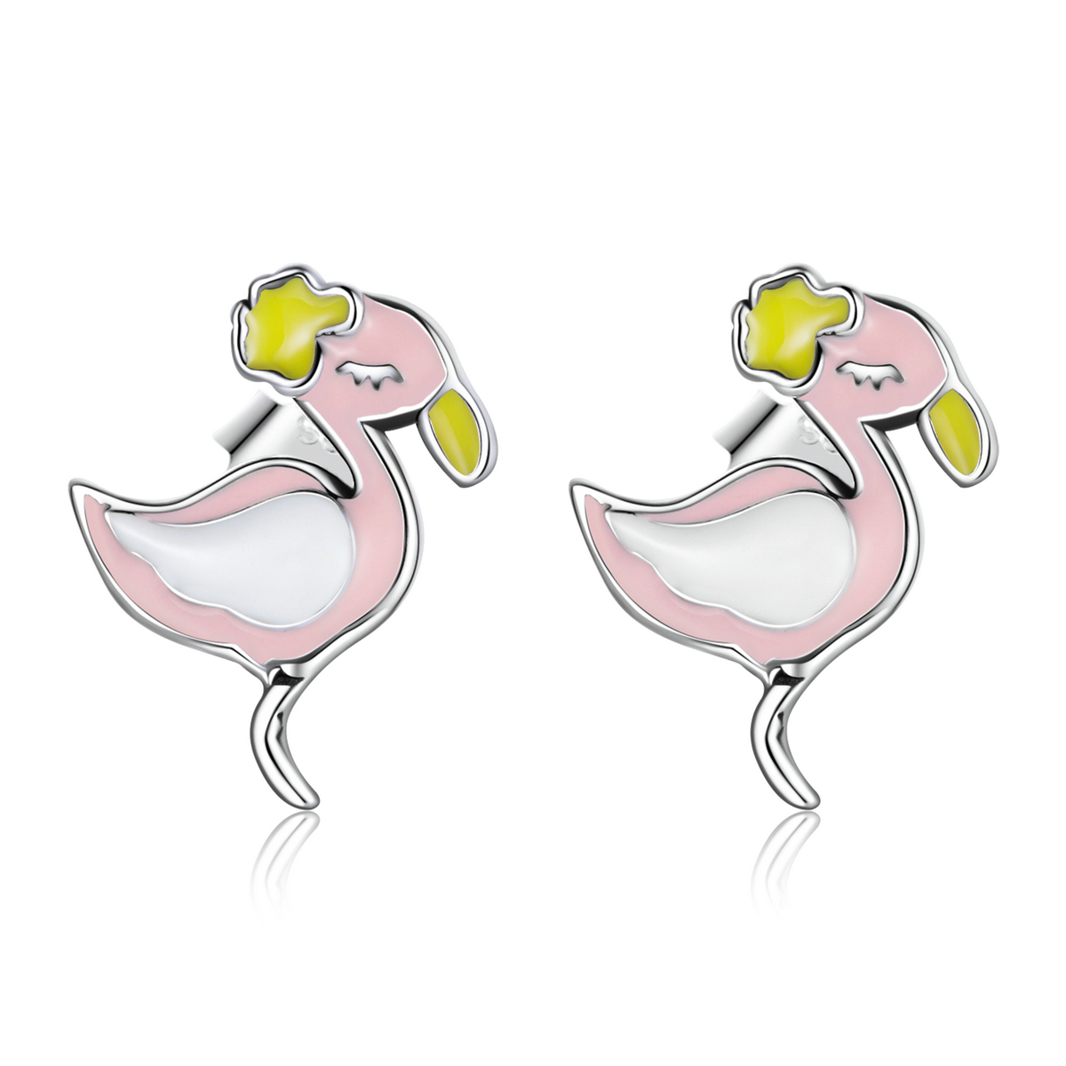 Pandora Style Roze Flamingo Oorknopjes - SCE1276 Pandora Style Roze Flamingo Oorknopjes - SCE1276