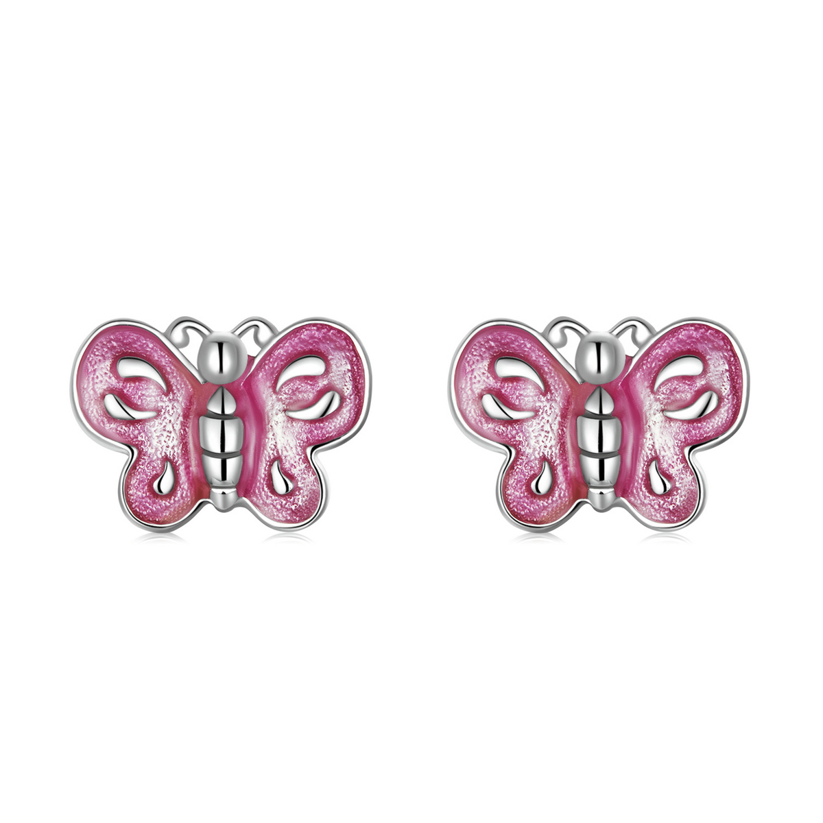 Pandora Style Roze Vlinder Oorknopjes - SCE1344 Pandora Style Roze Vlinder Oorknopjes - SCE1344