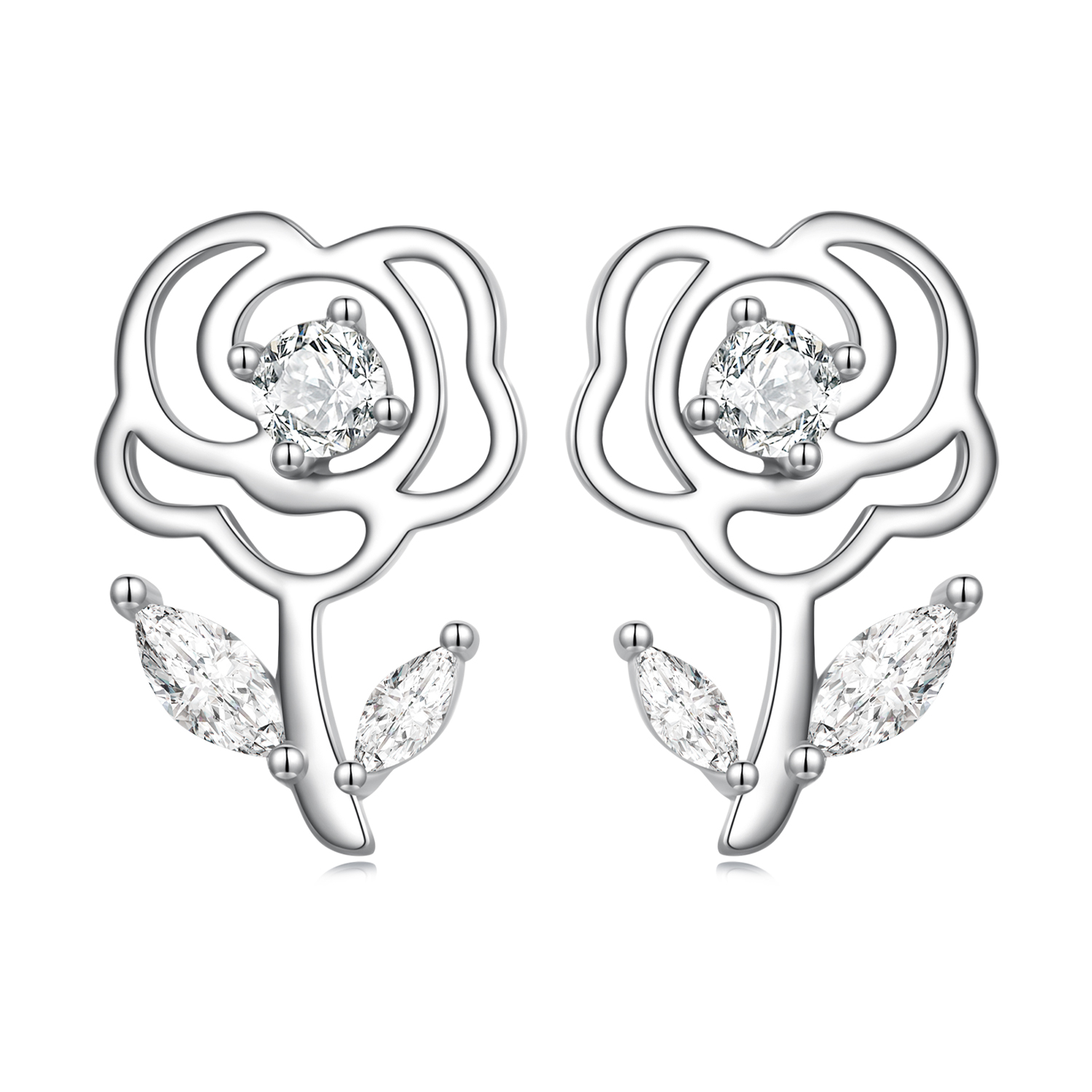 Pandora Style Rozen Oorknopjes - BSE714 Pandora Style Rozen Oorknopjes - BSE714