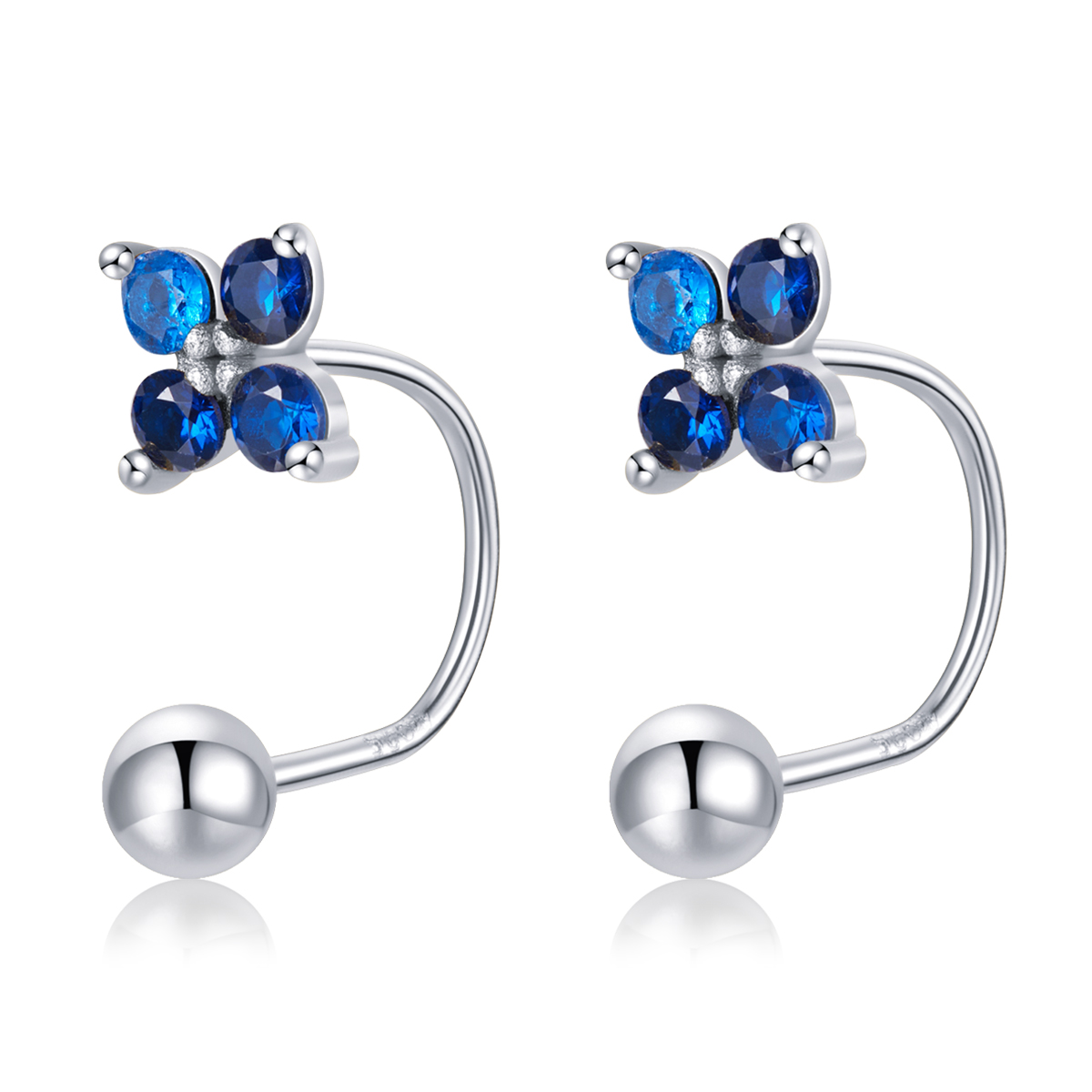 Pandora Style Vierbladige Bloem Oorknopjes - SCE1177-A Pandora Style Vierbladige Bloem Oorknopjes - SCE1177-A