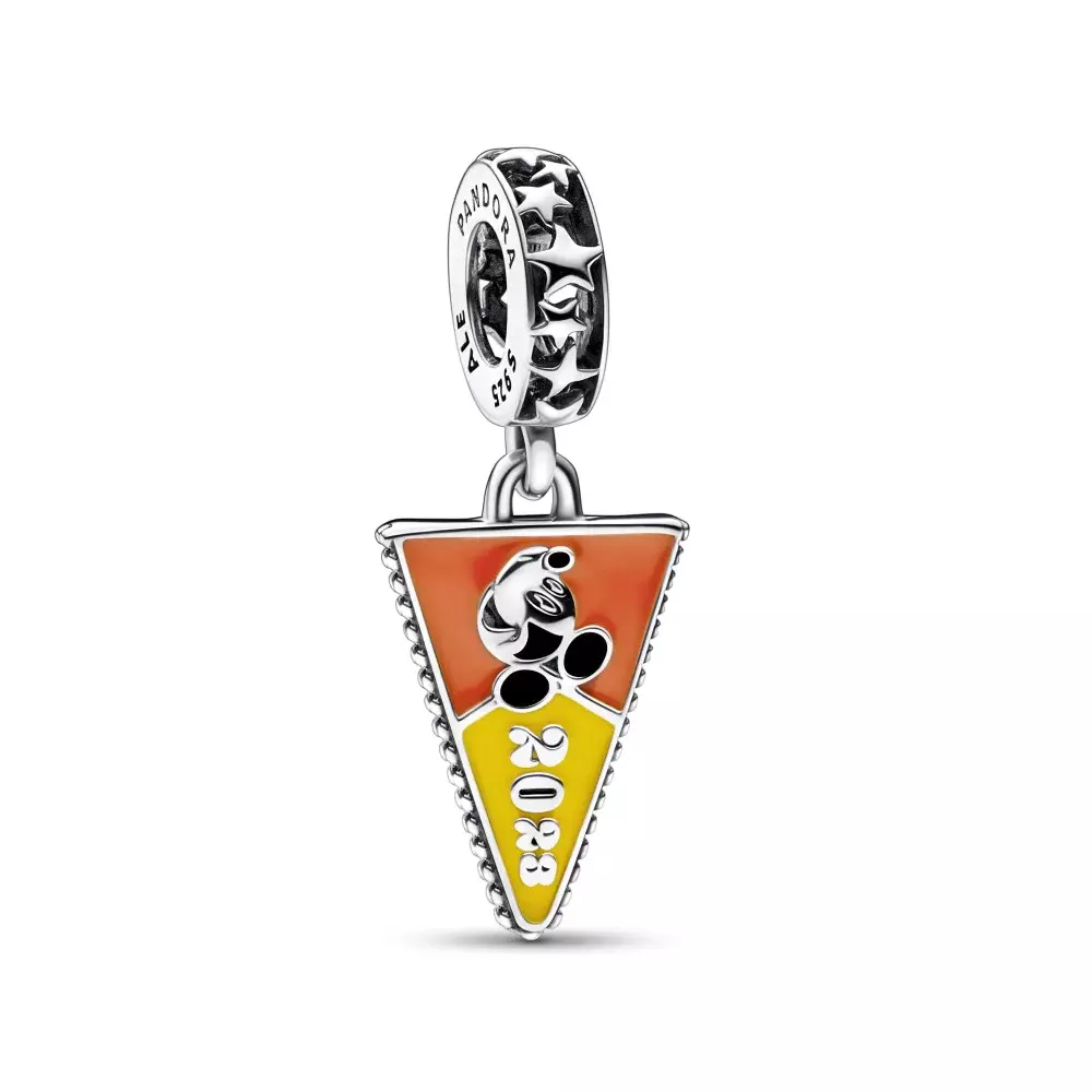 Disney Parks Pandora 2023 Mickey Mouse Pennant IJsco Bar Hanger Bedel NIB - P-D-3883