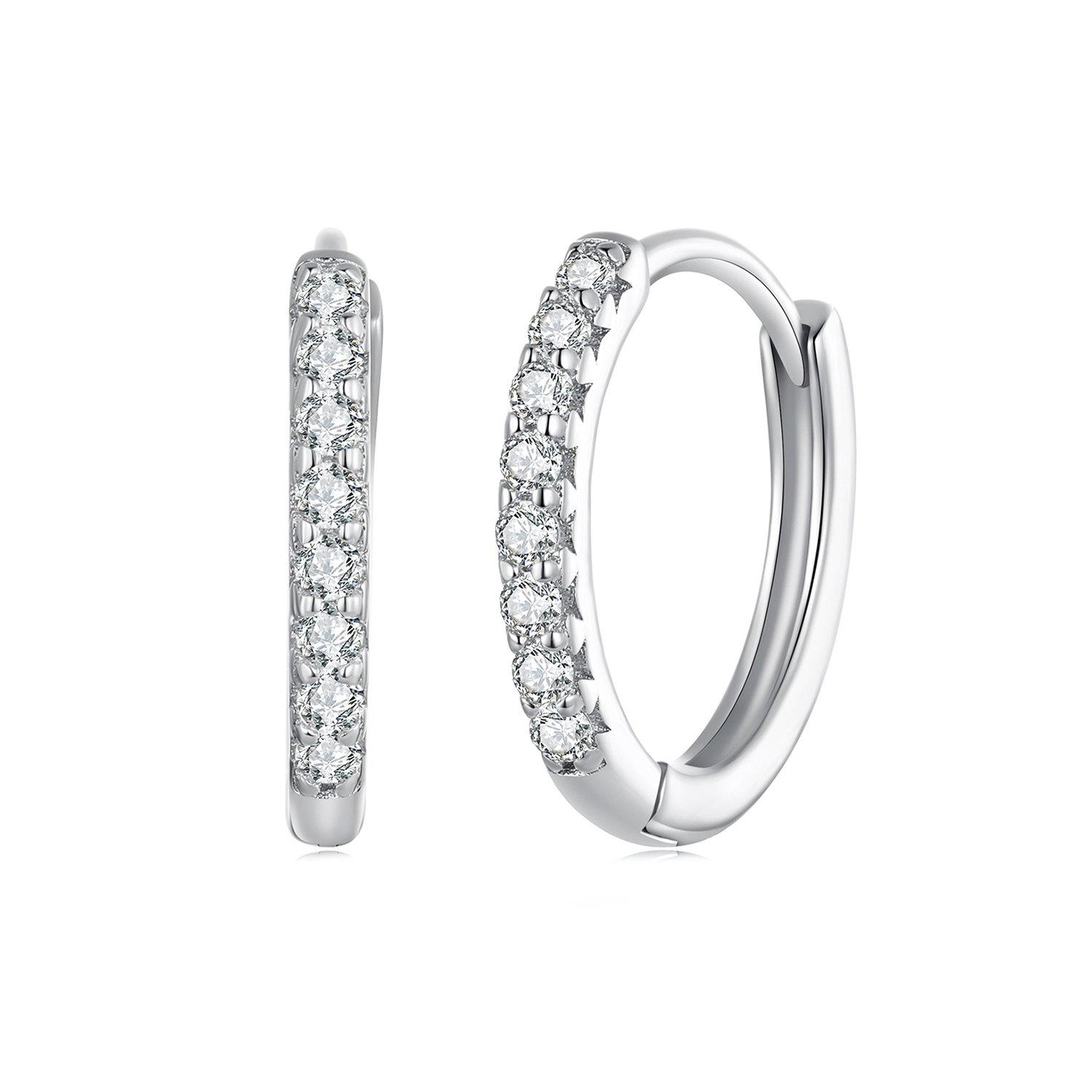 Pandora Stijl Fijne Moissanite Hoops Oorbellen - MSE022 Pandora Stijl Fijne Moissanite Hoops Oorbellen - MSE022