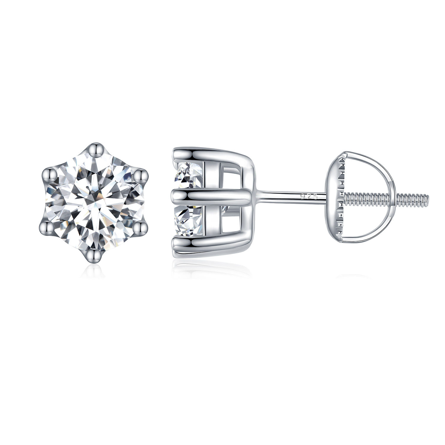 Pandora Stijl Glanzende Zirkonia Stud Oorbellen - BSE615-6L Pandora Stijl Glanzende Zirkonia Stud Oorbellen - BSE615-6L