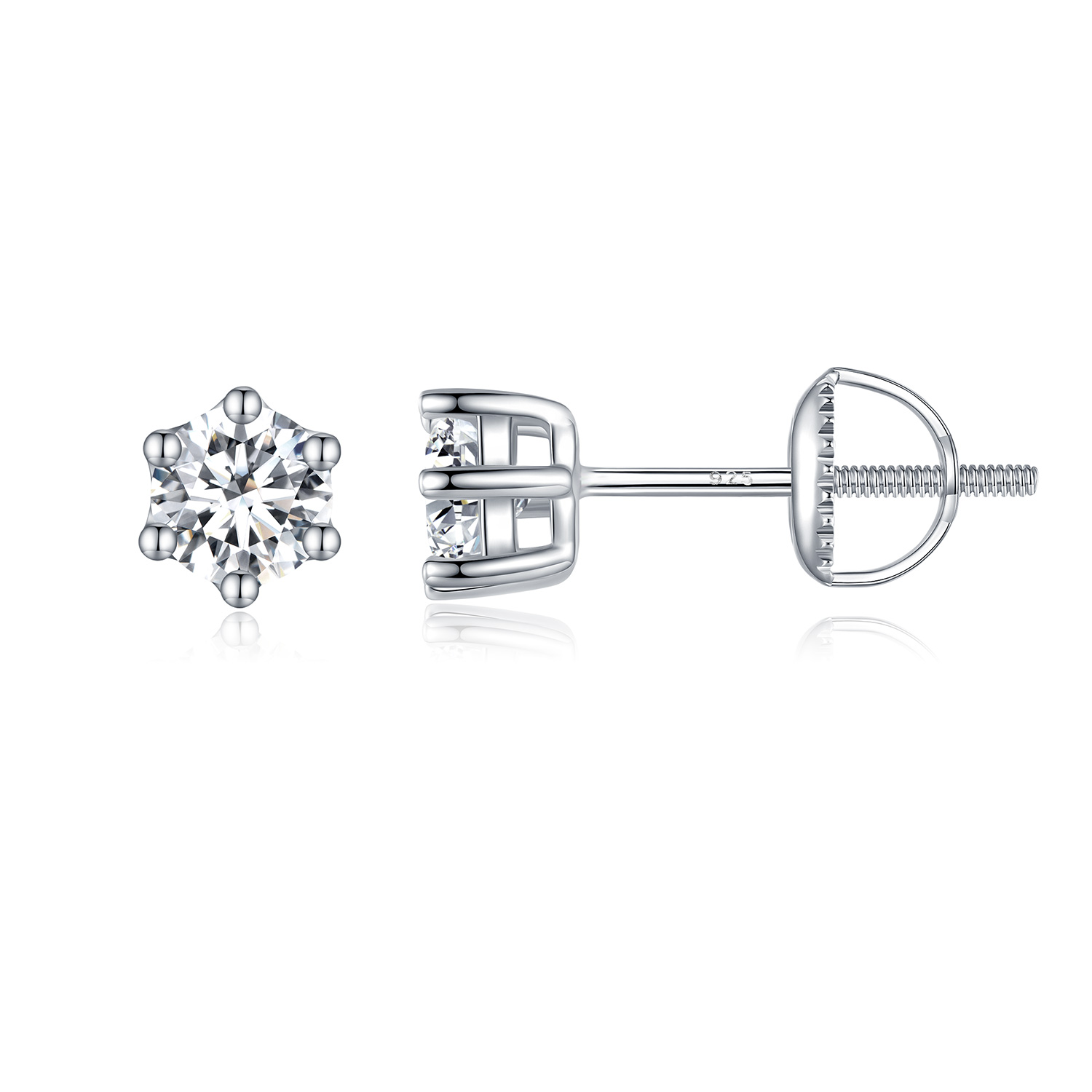 Pandora stijl Glanzende Zirkoon Stud Oorbellen - BSE615-4L Pandora stijl Glanzende Zirkoon Stud Oorbellen - BSE615-4L