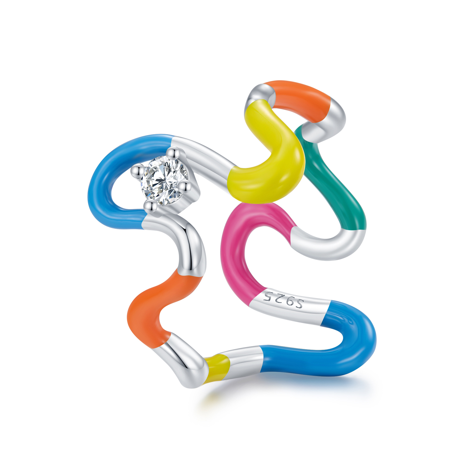 Pandora Stijl Regenboog Onregelmatige Ring - SCR940 Pandora Stijl Regenboog Onregelmatige Ring - SCR940