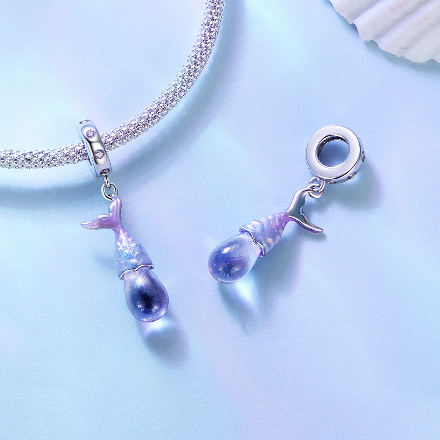 Pandora Stijl Zeemeermin Tranen Hanger Bedel - BSC874
