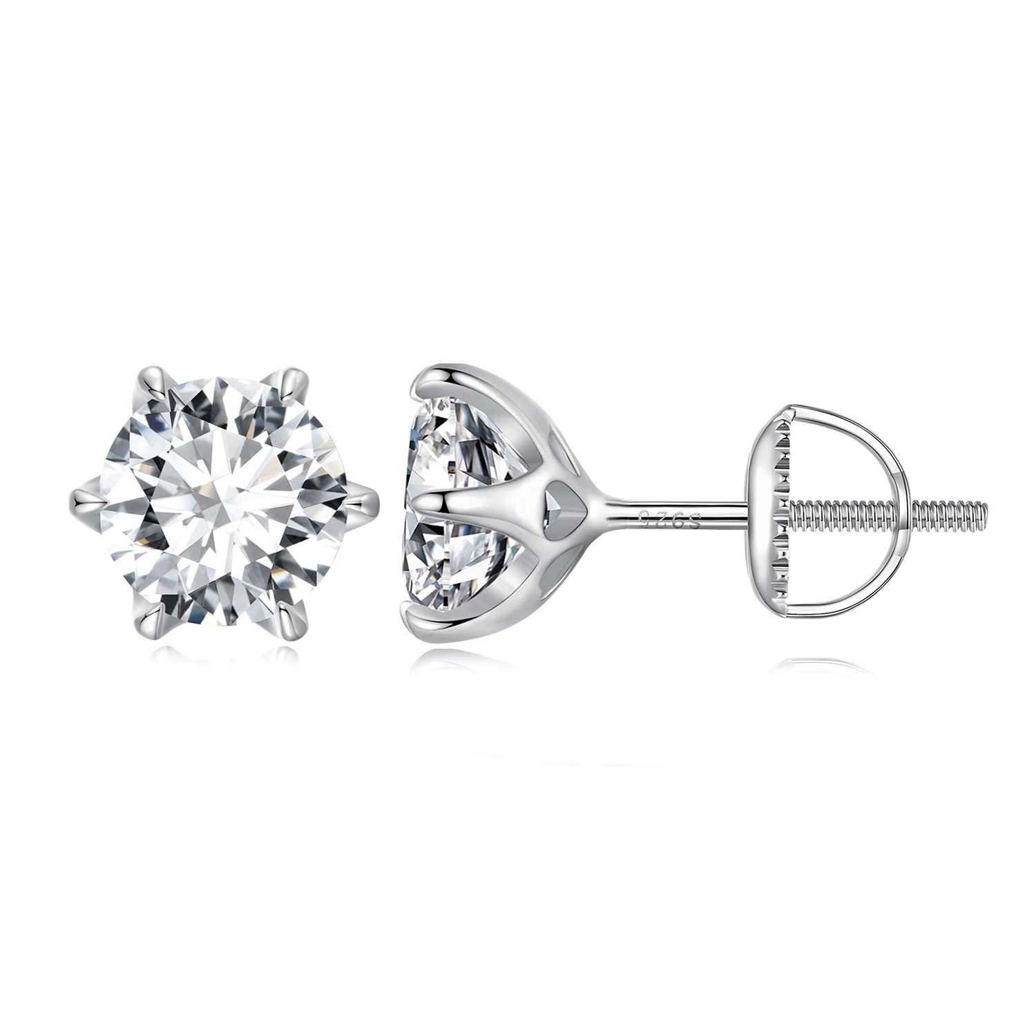 Pandora-stijl 2-karaats Moissanite Stud Oorbellen - MSE021-L Pandora-stijl 2-karaats Moissanite Stud Oorbellen - MSE021-L