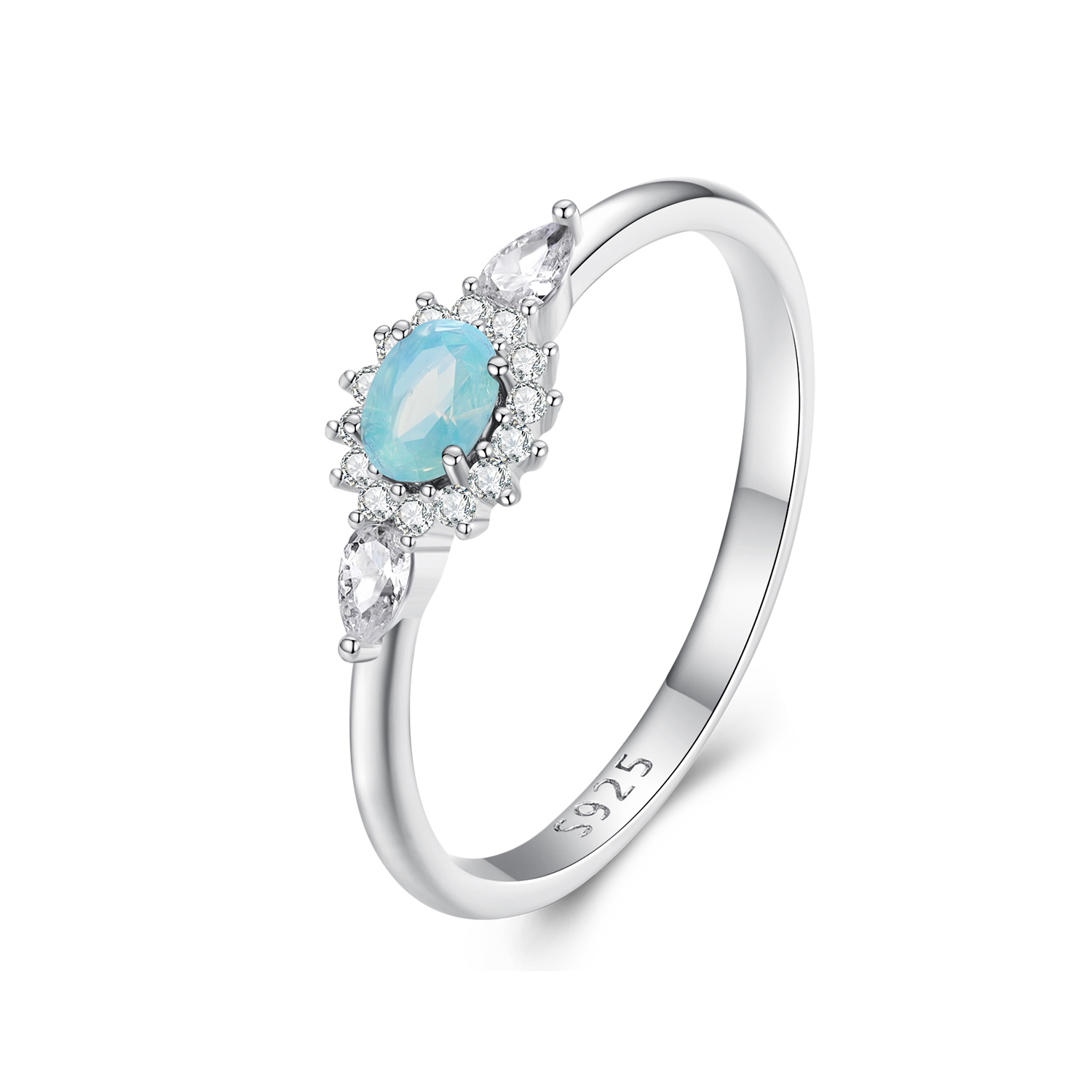Pandora-stijl Aquamarijn Ring - BSR436 Pandora-stijl Aquamarijn Ring - BSR436