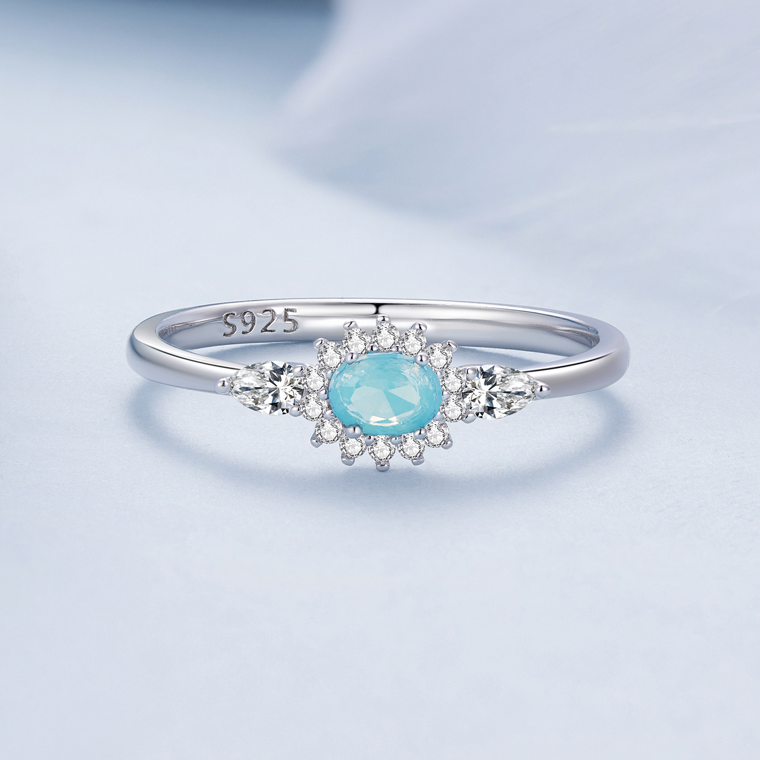 Pandora-stijl Aquamarijn Ring - BSR436