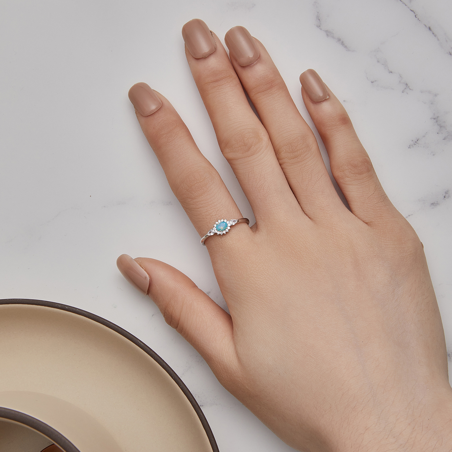 Pandora-stijl Aquamarijn Ring - BSR436