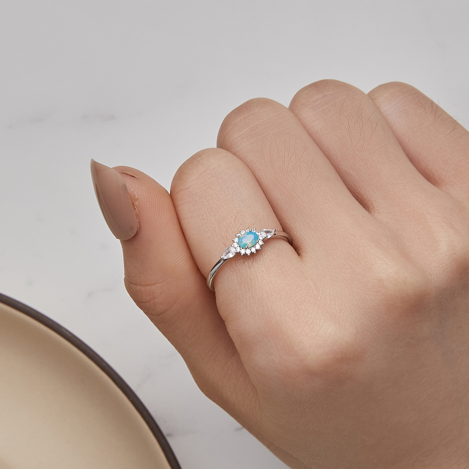 Pandora-stijl Aquamarijn Ring - BSR436