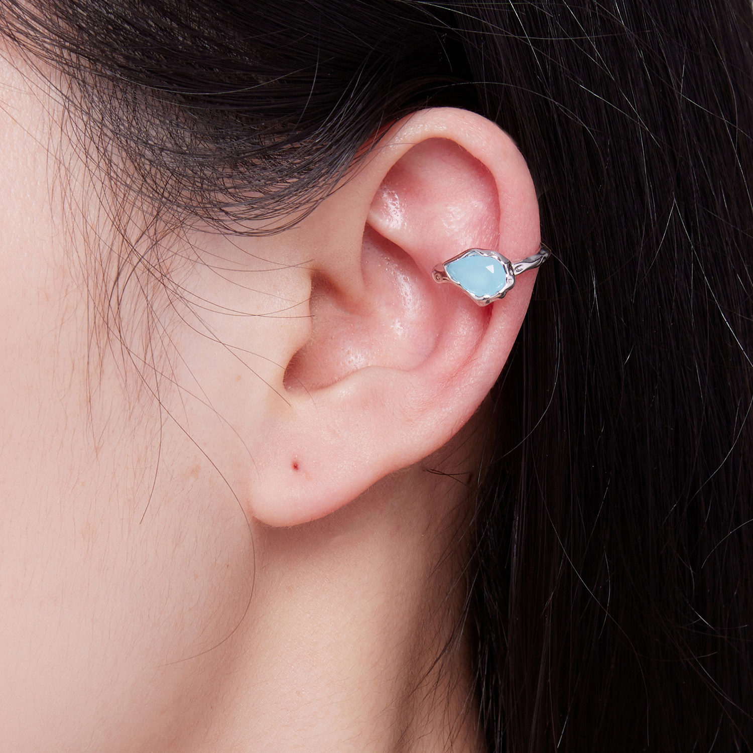 Pandora-stijl Blauwe Waterdruppel Oorclip - BSE846