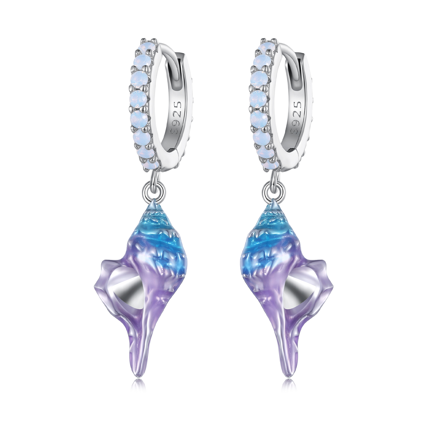 Pandora-stijl Droom Conch Hoepeloorbellen - BSE841 Pandora-stijl Droom Conch Hoepeloorbellen - BSE841