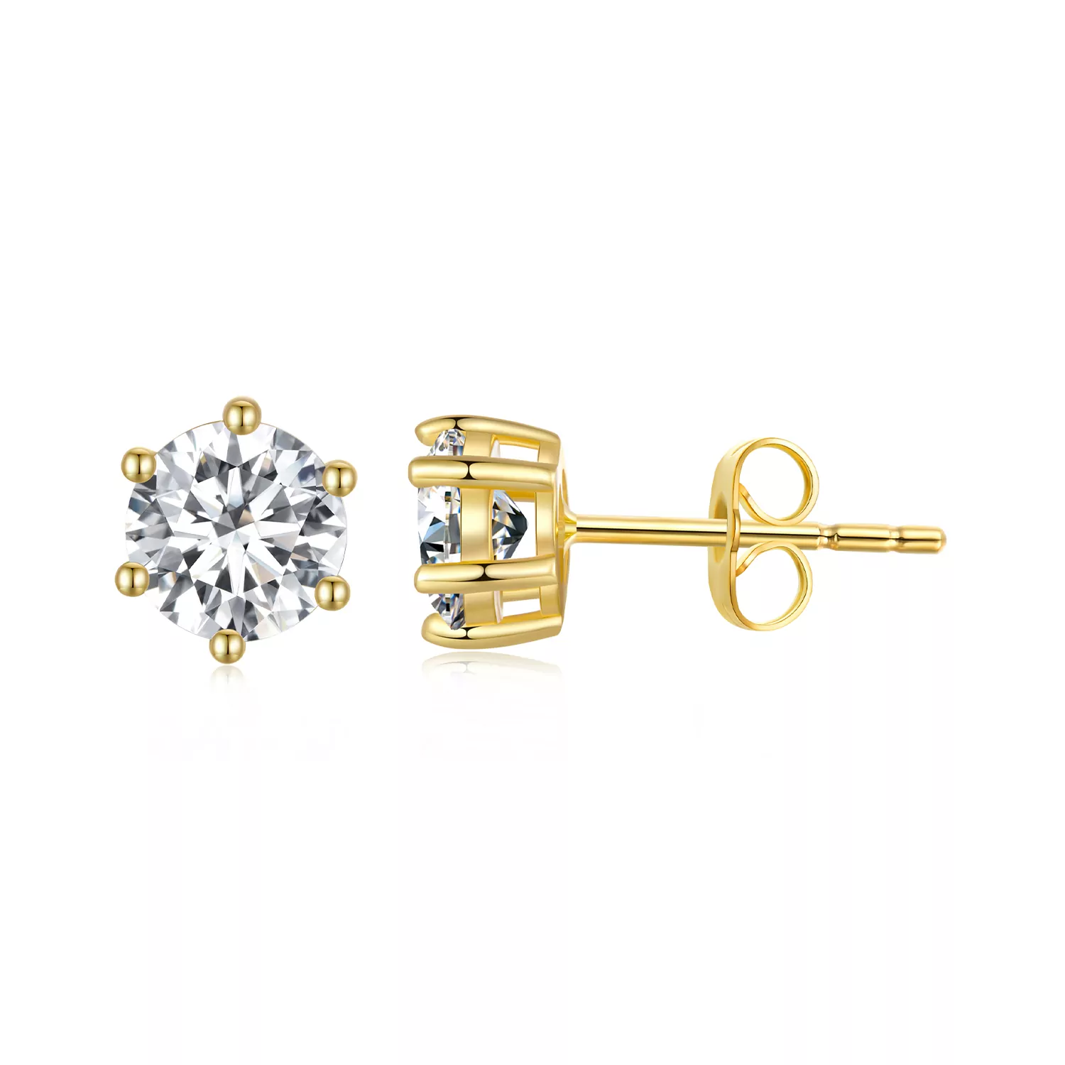 Pandora-stijl Goud vergulde glanzende Zirkonia Stud Oorbellen - BSE615-5B