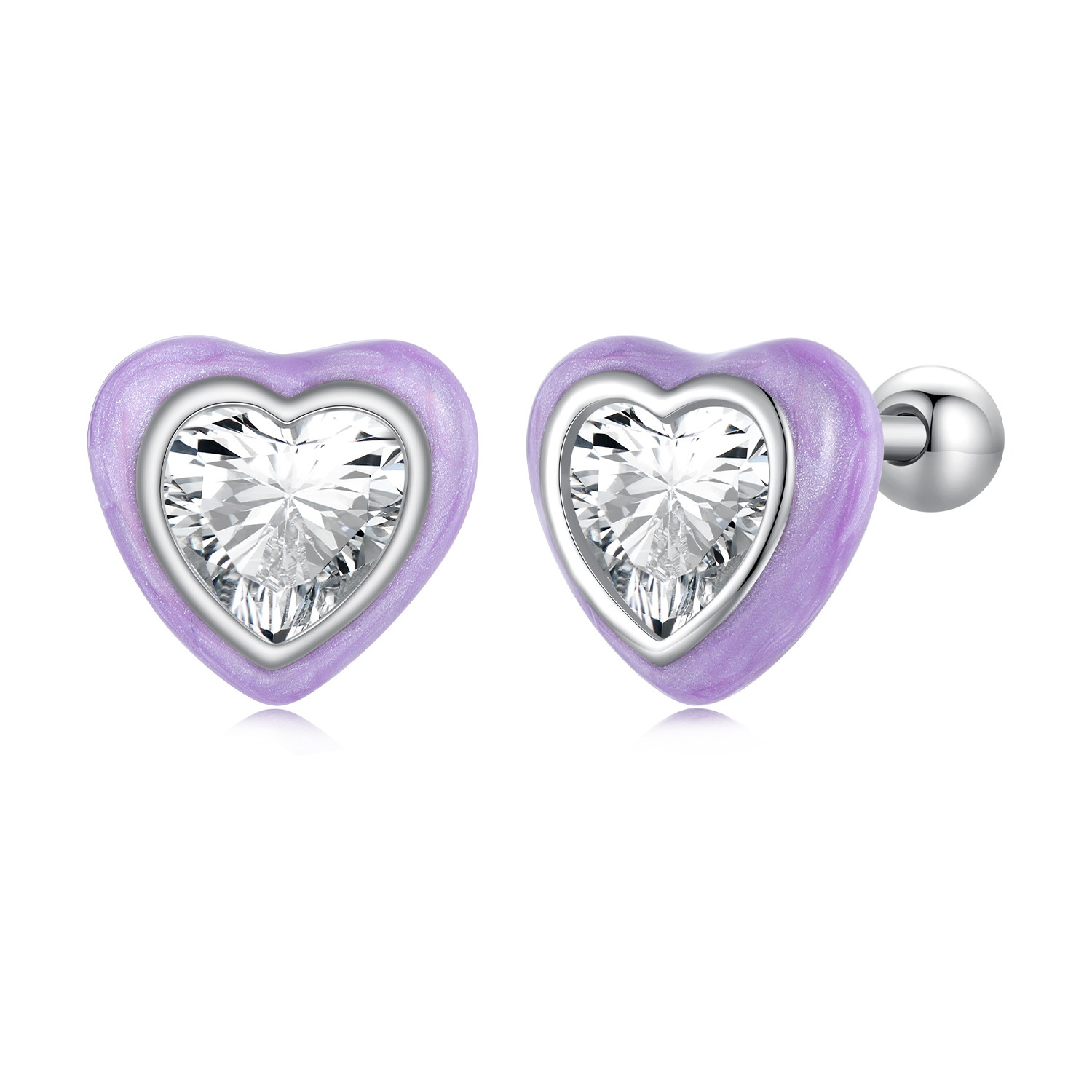 Pandora-stijl Hartvormige Stud Oorbellen - SCE1595 Pandora-stijl Hartvormige Stud Oorbellen - SCE1595