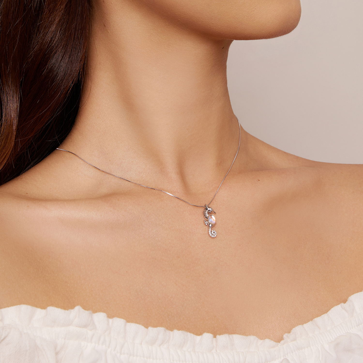 Pandora-stijl ketting met zeepaardje - BSN332