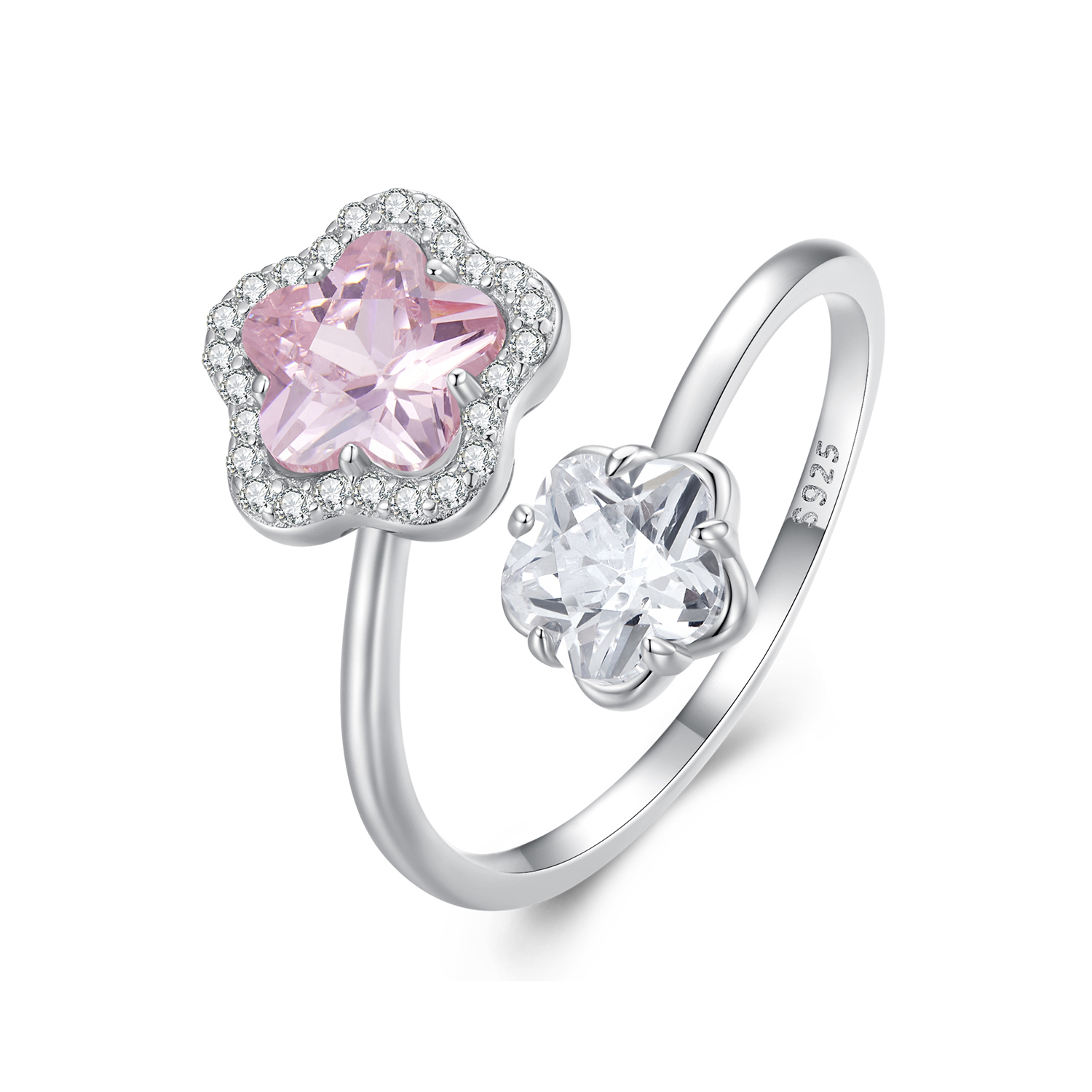 Pandora-stijl Kleine Bloem Open Ring - BSR439