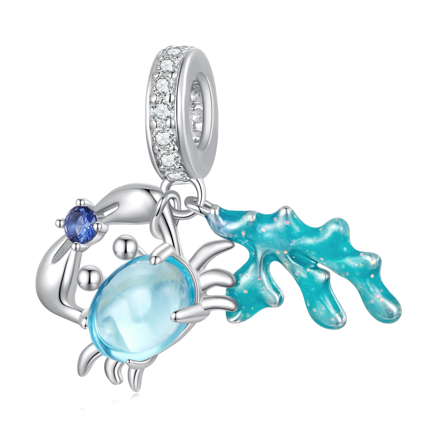 Pandora-stijl Kreeft Zeewier Hanger Bedel - SCC2505