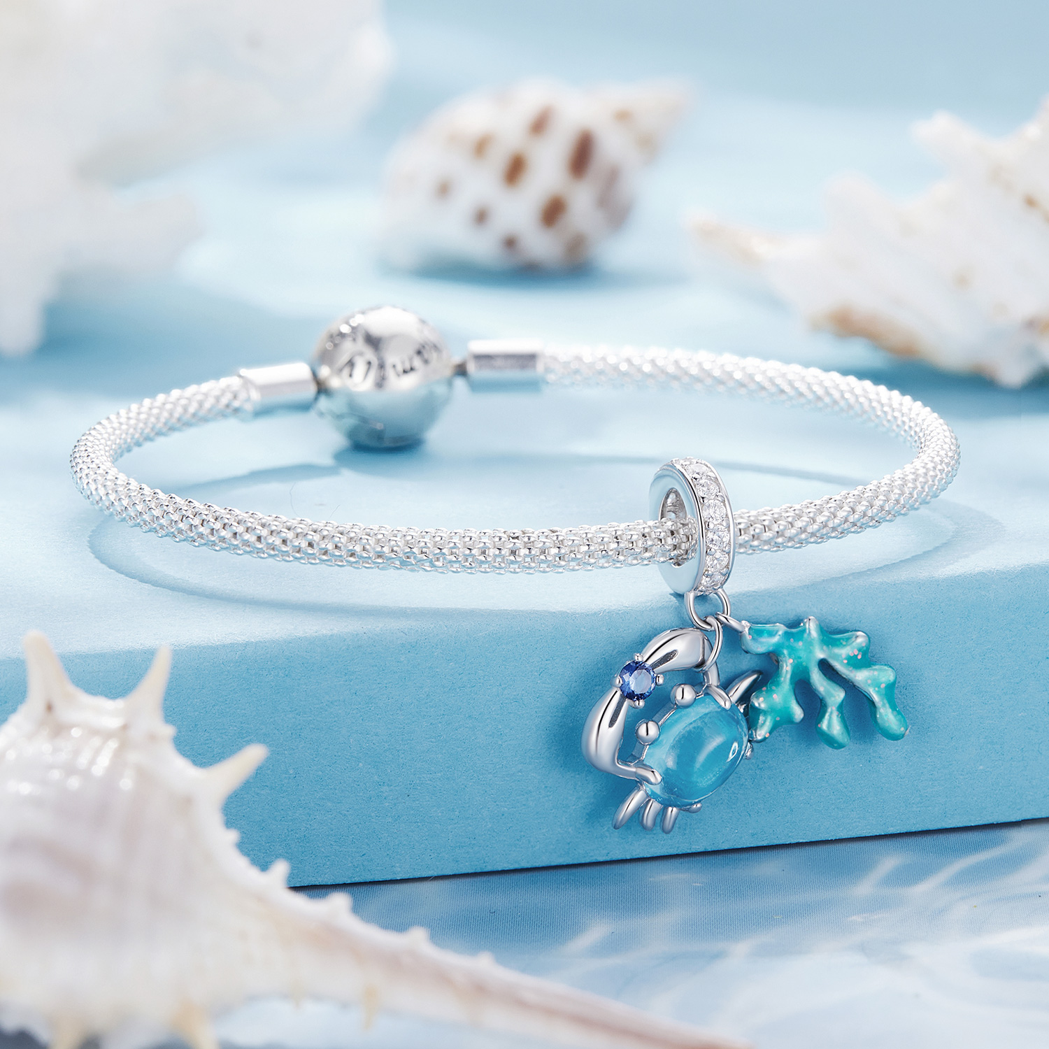 Pandora-stijl Kreeft Zeewier Hanger Bedel - SCC2505