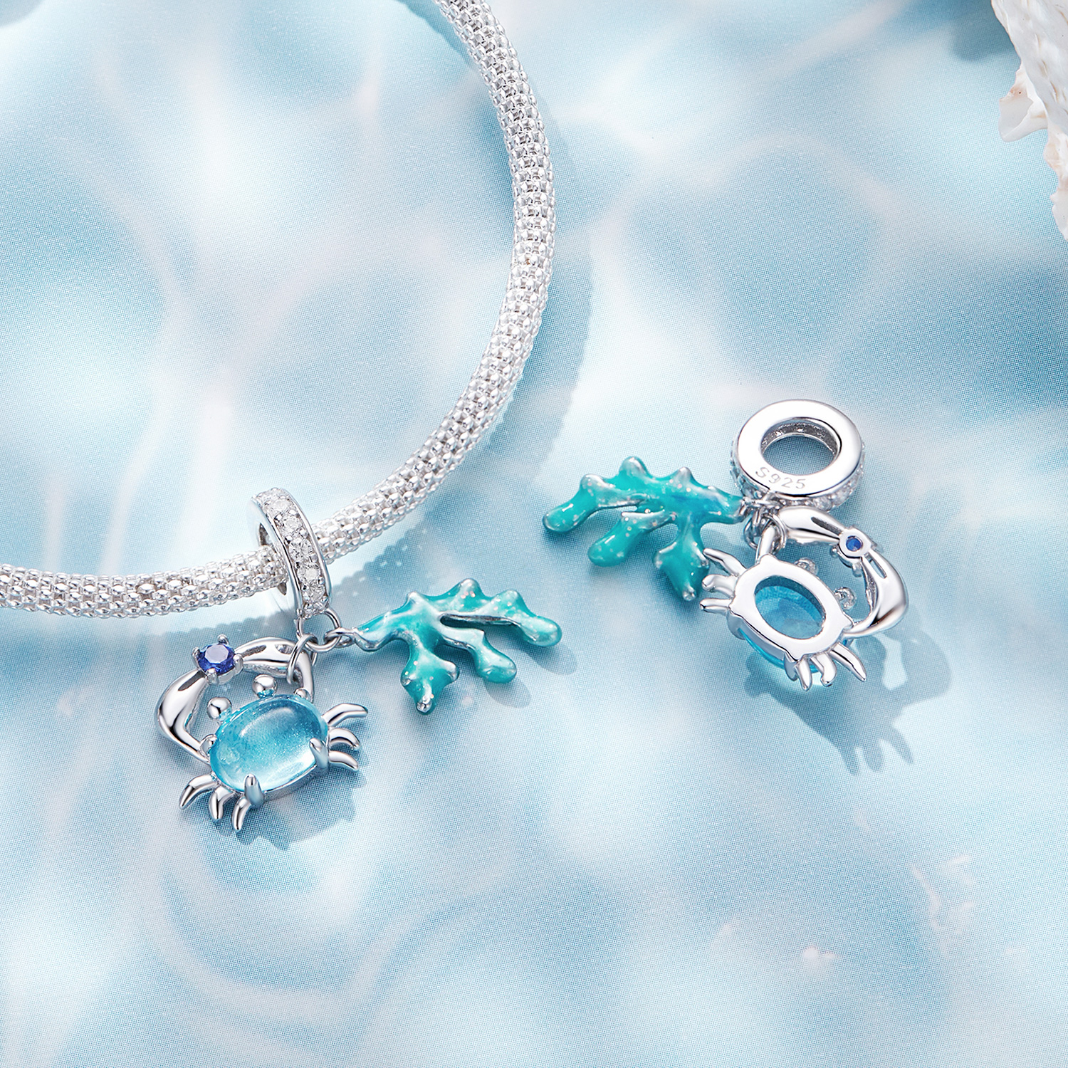 Pandora-stijl Kreeft Zeewier Hanger Bedel - SCC2505