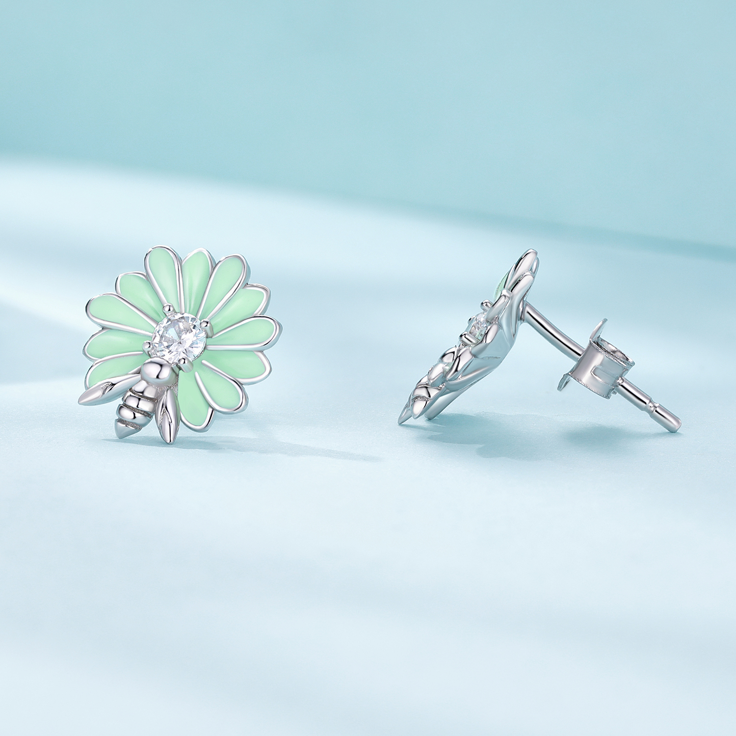 Pandora-stijl Madeliefje Bijen Stud Oorbellen - SCE1598