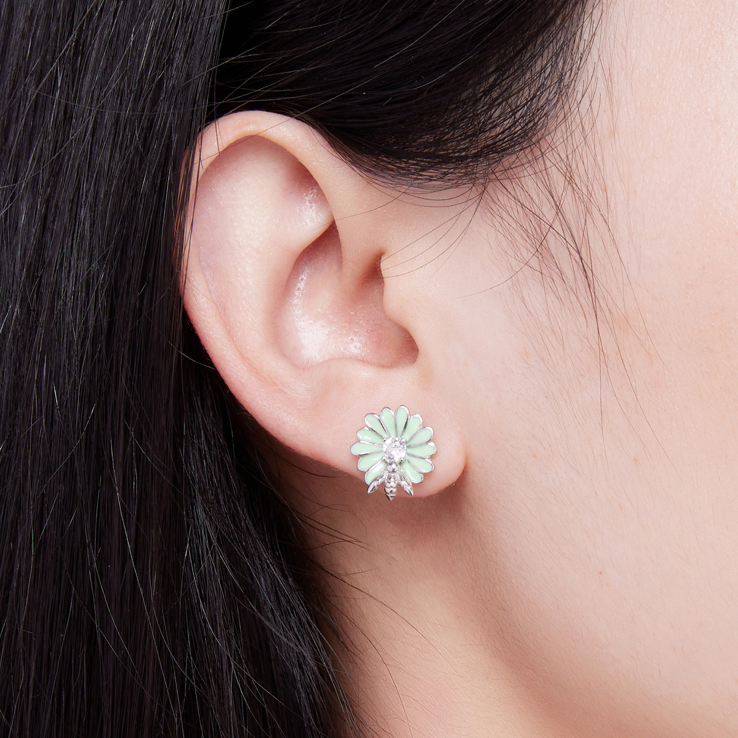 Pandora-stijl Madeliefje Bijen Stud Oorbellen - SCE1598