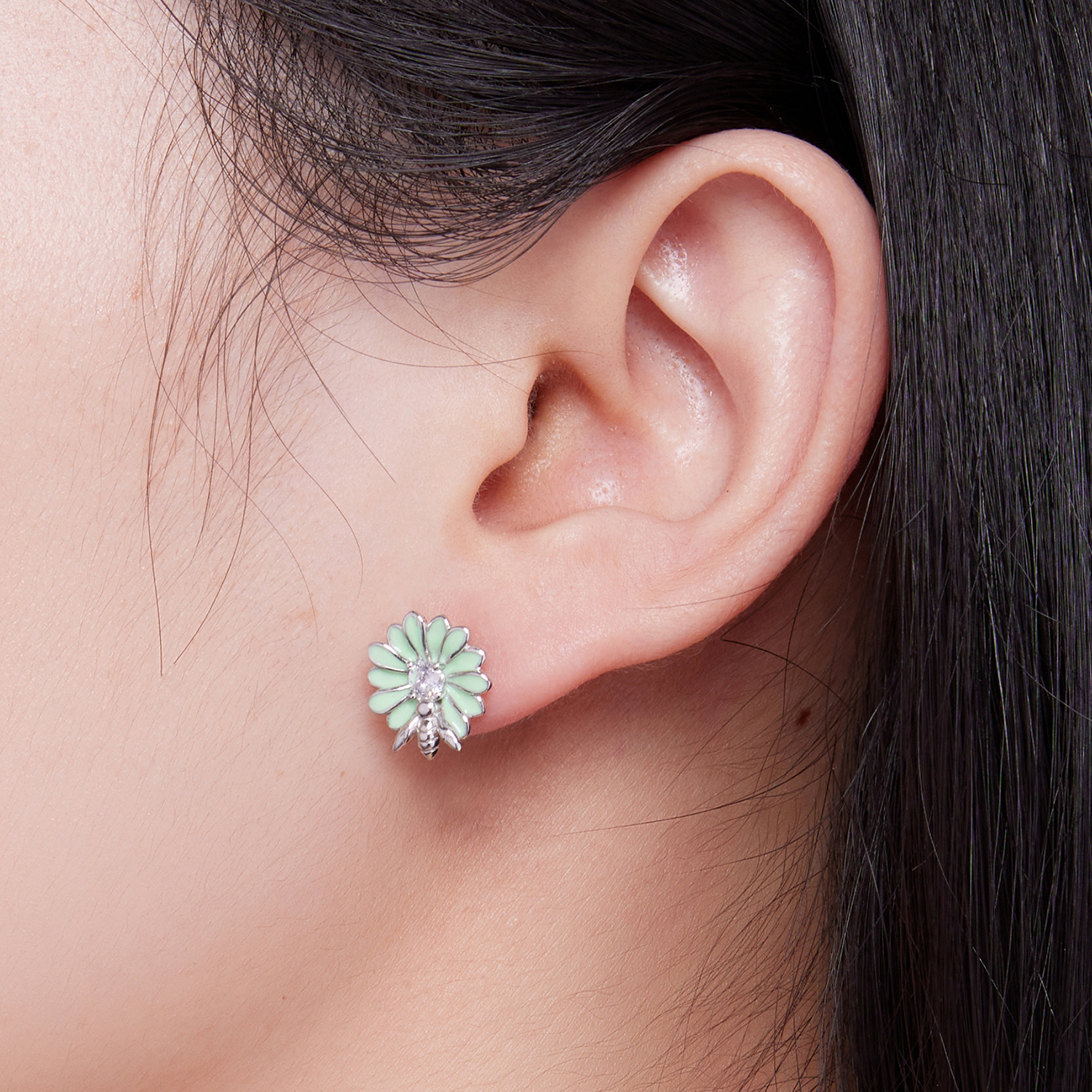 Pandora-stijl Madeliefje Bijen Stud Oorbellen - SCE1598