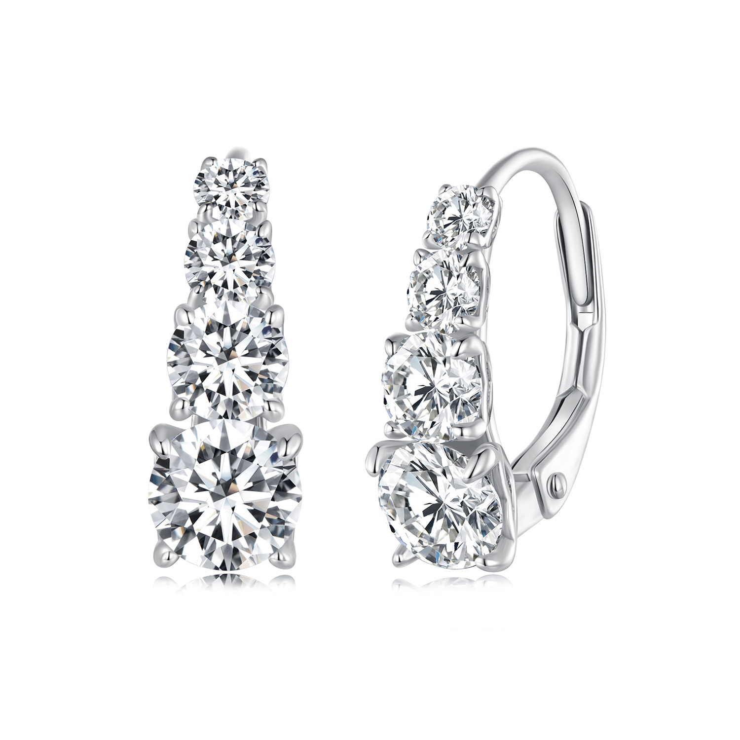Pandora-stijl Moissanite Hoops Oorbellen - MSE023 Pandora-stijl Moissanite Hoops Oorbellen - MSE023