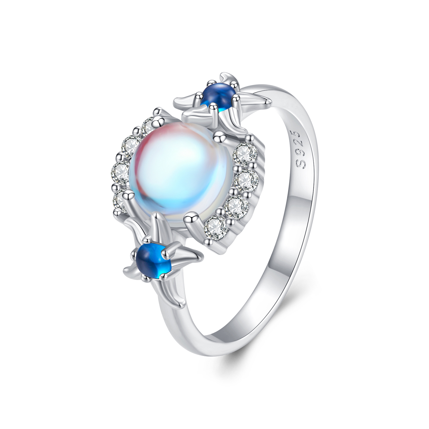 Pandora-stijl Ring met Verloop van Maansteen en Zeester - BSR446 Pandora-stijl Ring met Verloop van Maansteen en Zeester - BSR446