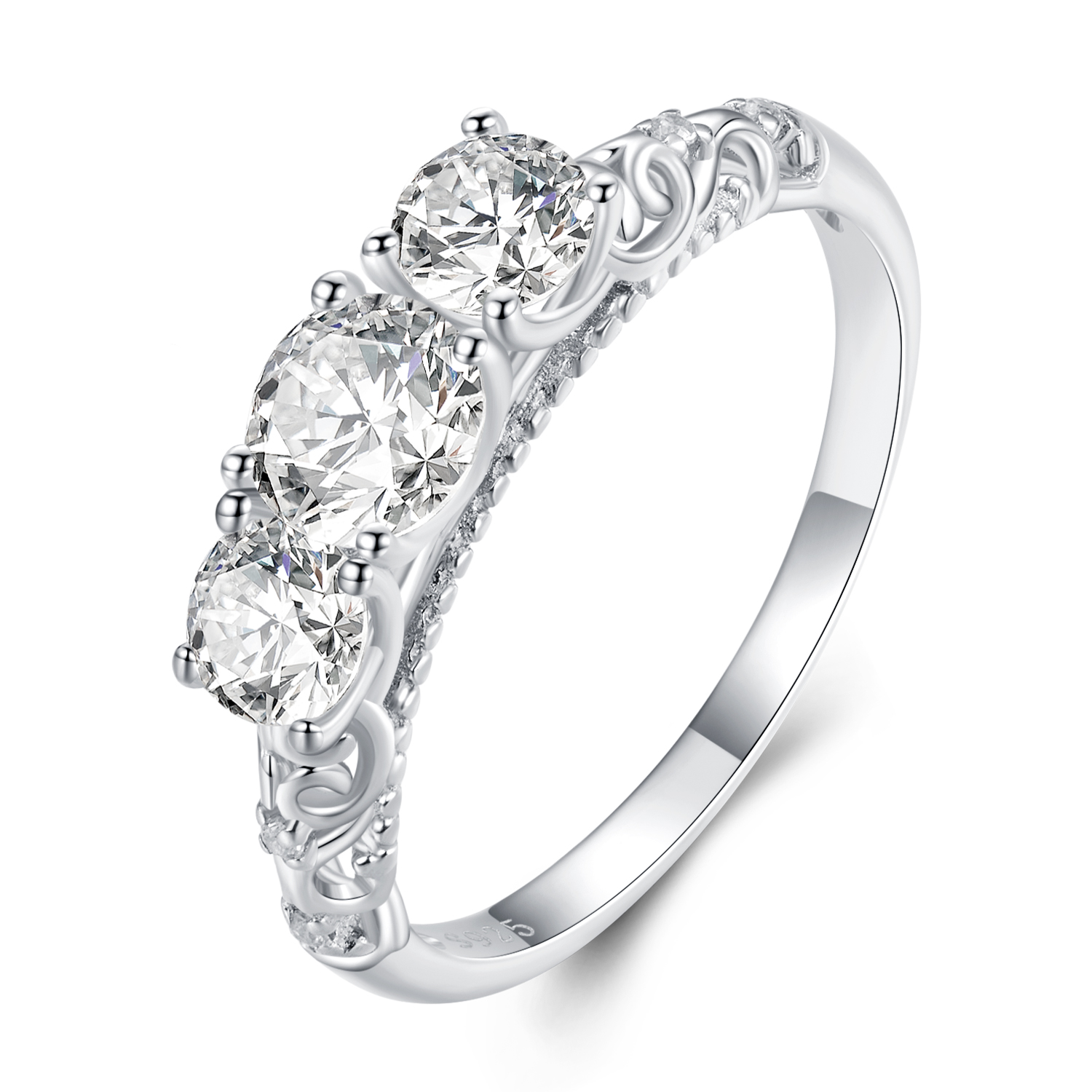 Pandora stijl Drie Steen Ring - BSR318 Pandora stijl Drie Steen Ring - BSR318