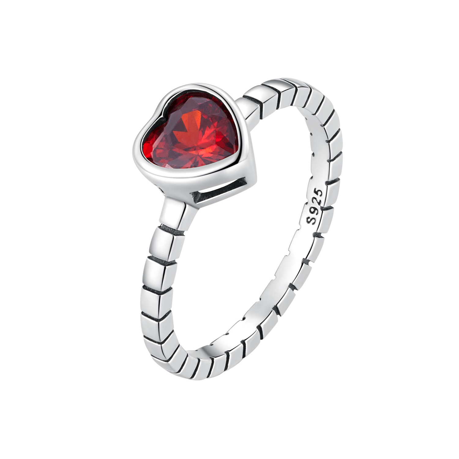 Pandora Stijl Opgehoogde Hart Ring - SCR950 Pandora Stijl Opgehoogde Hart Ring - SCR950