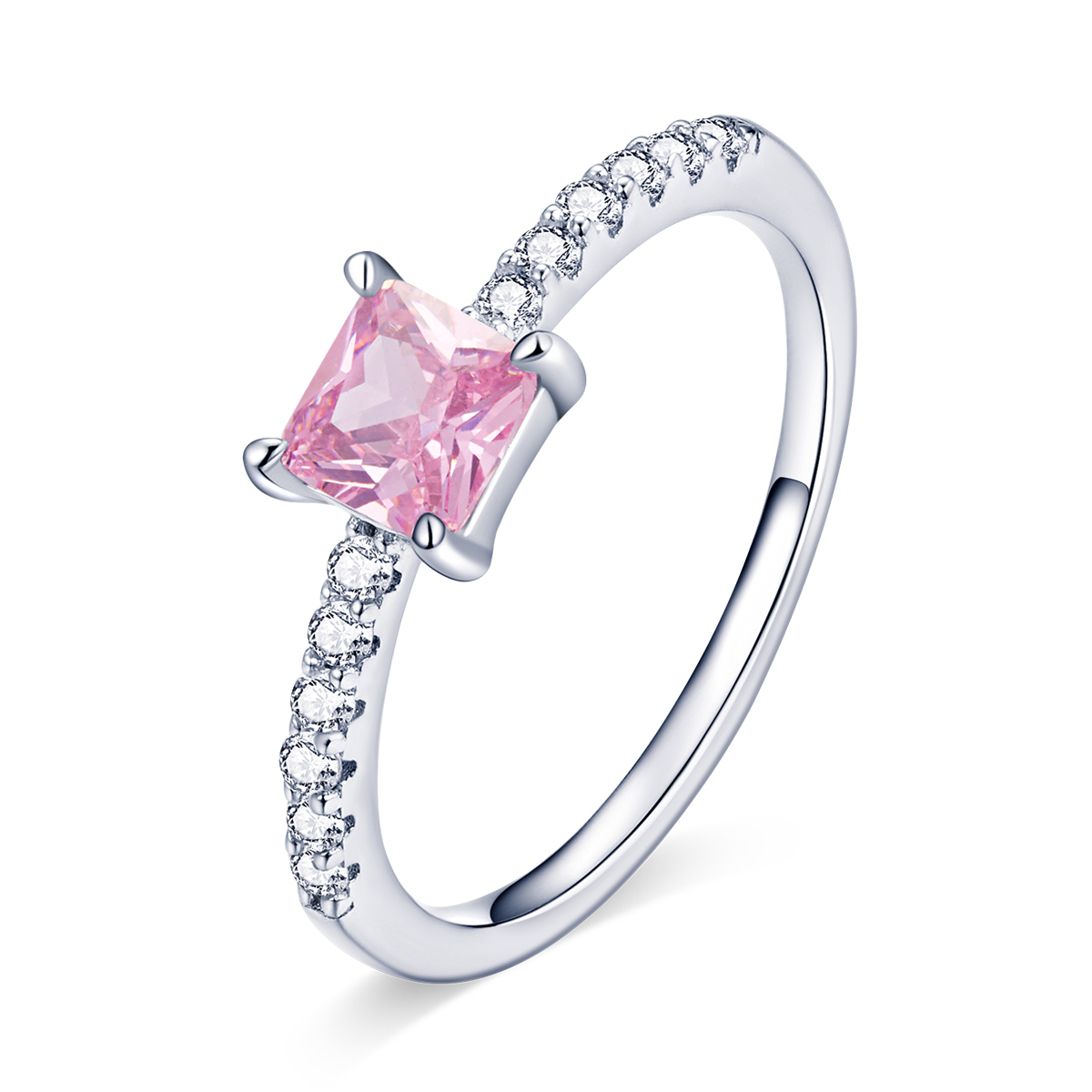 Pandora Stijl Vierkante Sprankelende Halo Ring - BSR191 Pandora Stijl Vierkante Sprankelende Halo Ring - BSR191