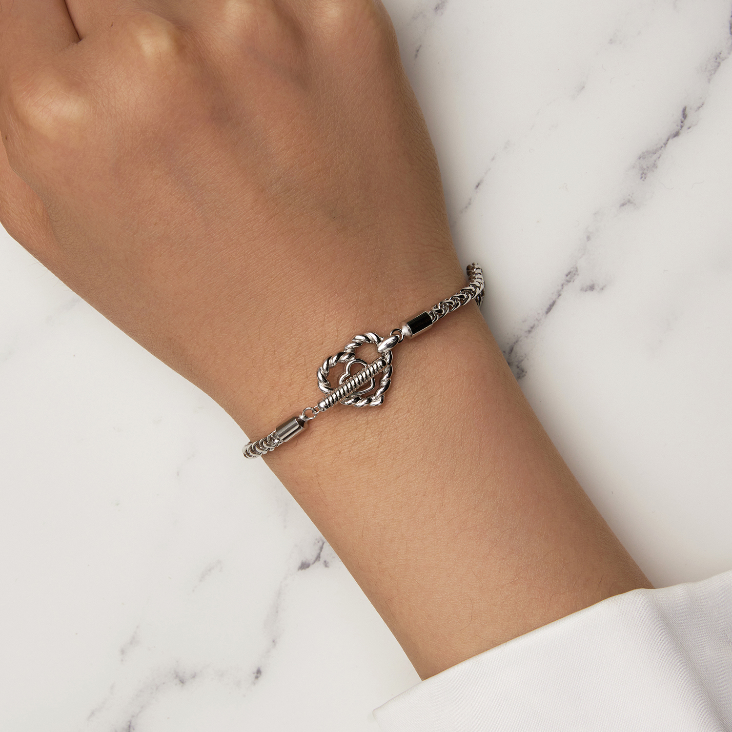Pandora-stijl hart T-staaf armband - BSB132