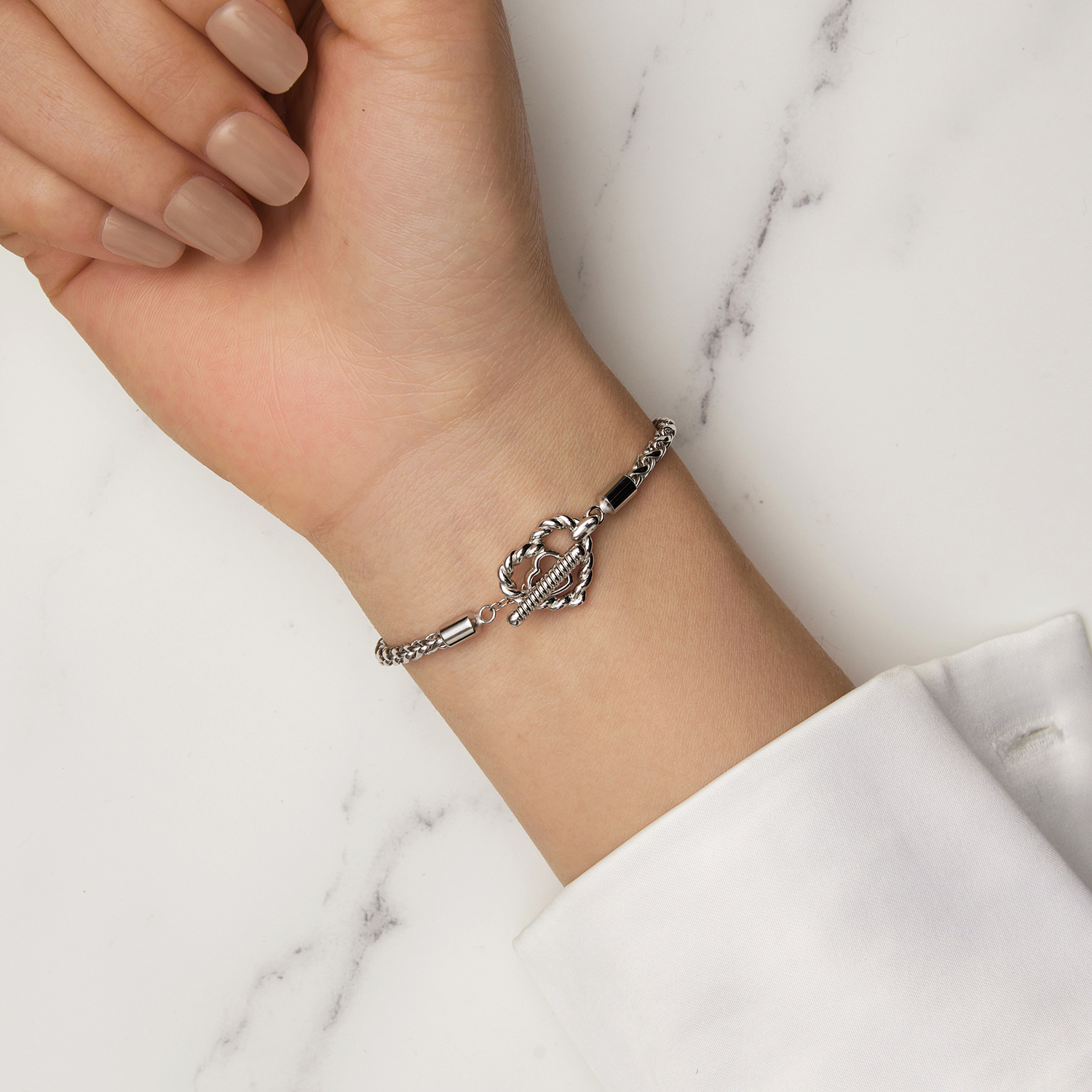 Pandora-stijl hart T-staaf armband - BSB132