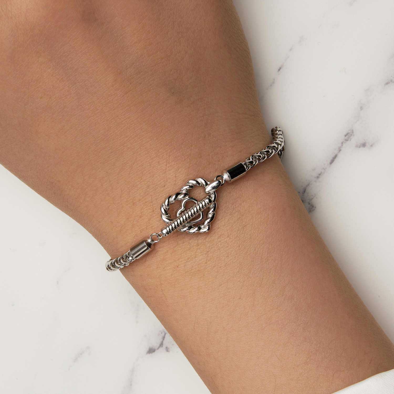 Pandora-stijl hart T-staaf armband - BSB132