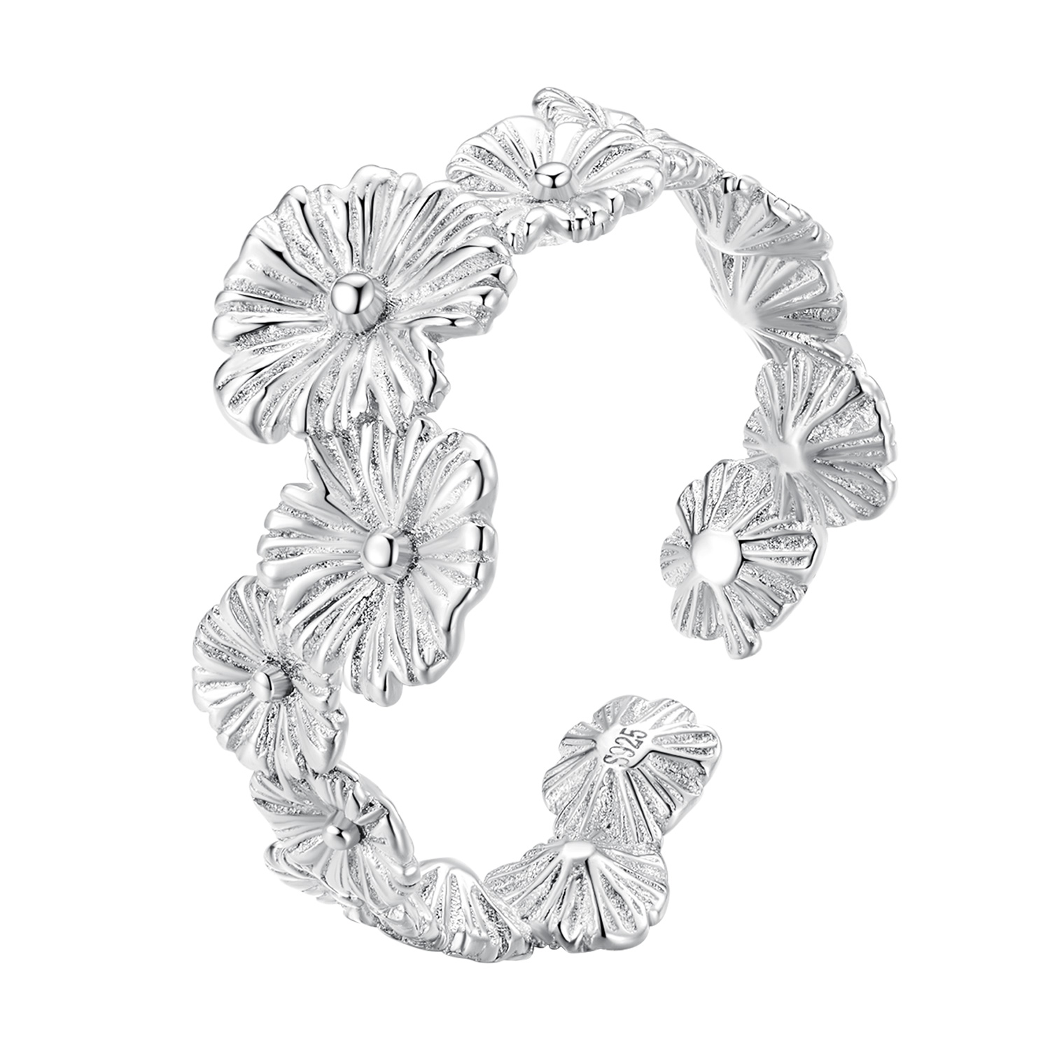 Pandora-stijl Klassieke Daisy Bloem Band Ring - BSR382 Pandora-stijl Klassieke Daisy Bloem Band Ring - BSR382