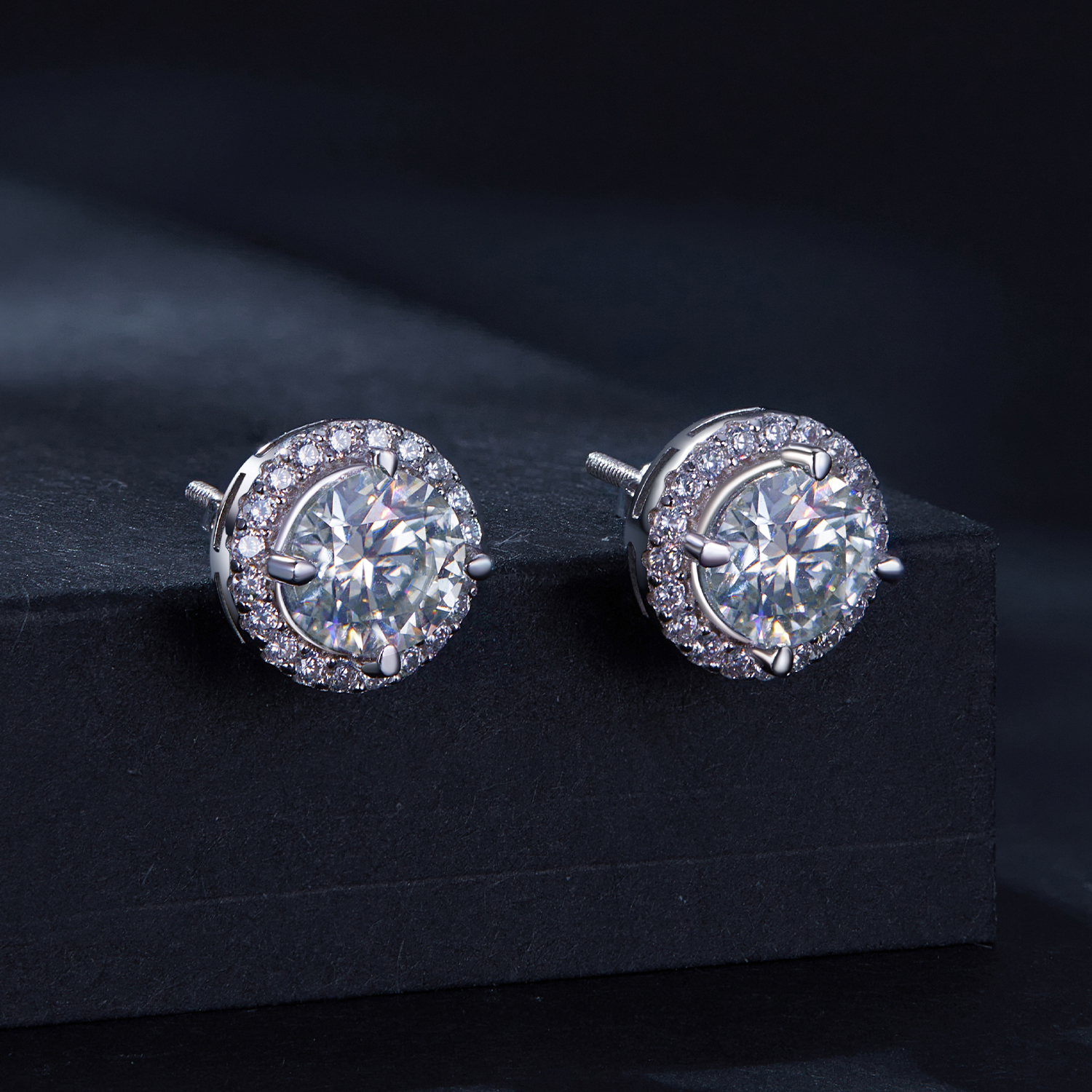 Pandora stijl 1-karaats Moissanite Studs Oorbellen (Twee Certificaten) - MSE039