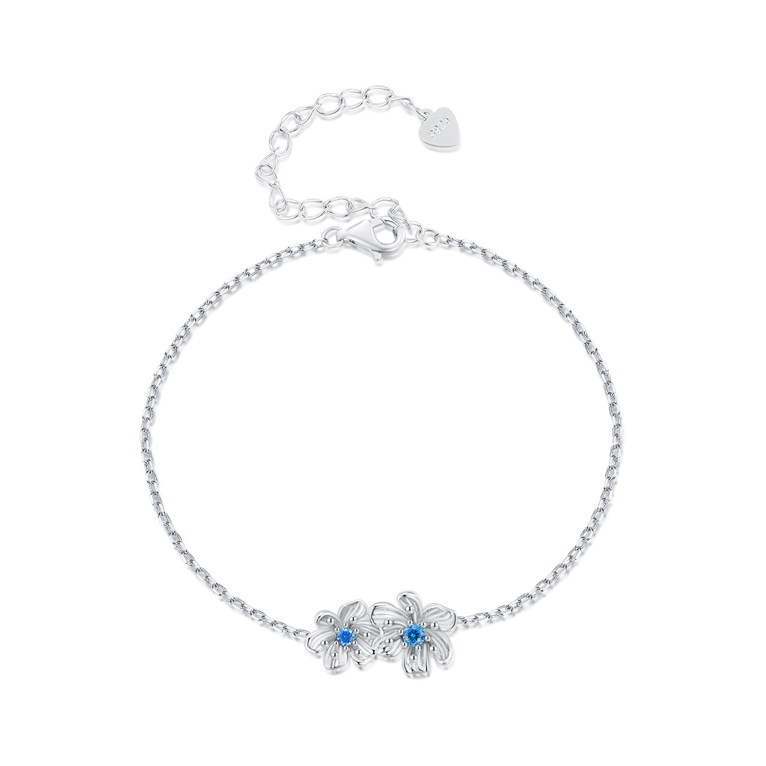 Pandora Stijl Blauwe Bloem Ketting Armband - BSB138 Pandora Stijl Blauwe Bloem Ketting Armband - BSB138