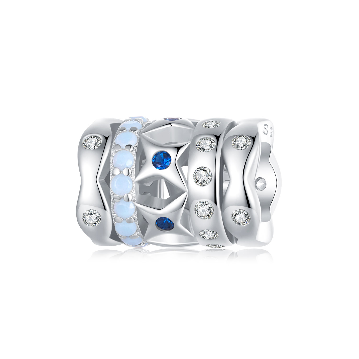 Pandora Stijl Blauwe Ster Bedel - BSC919 Pandora Stijl Blauwe Ster Bedel - BSC919