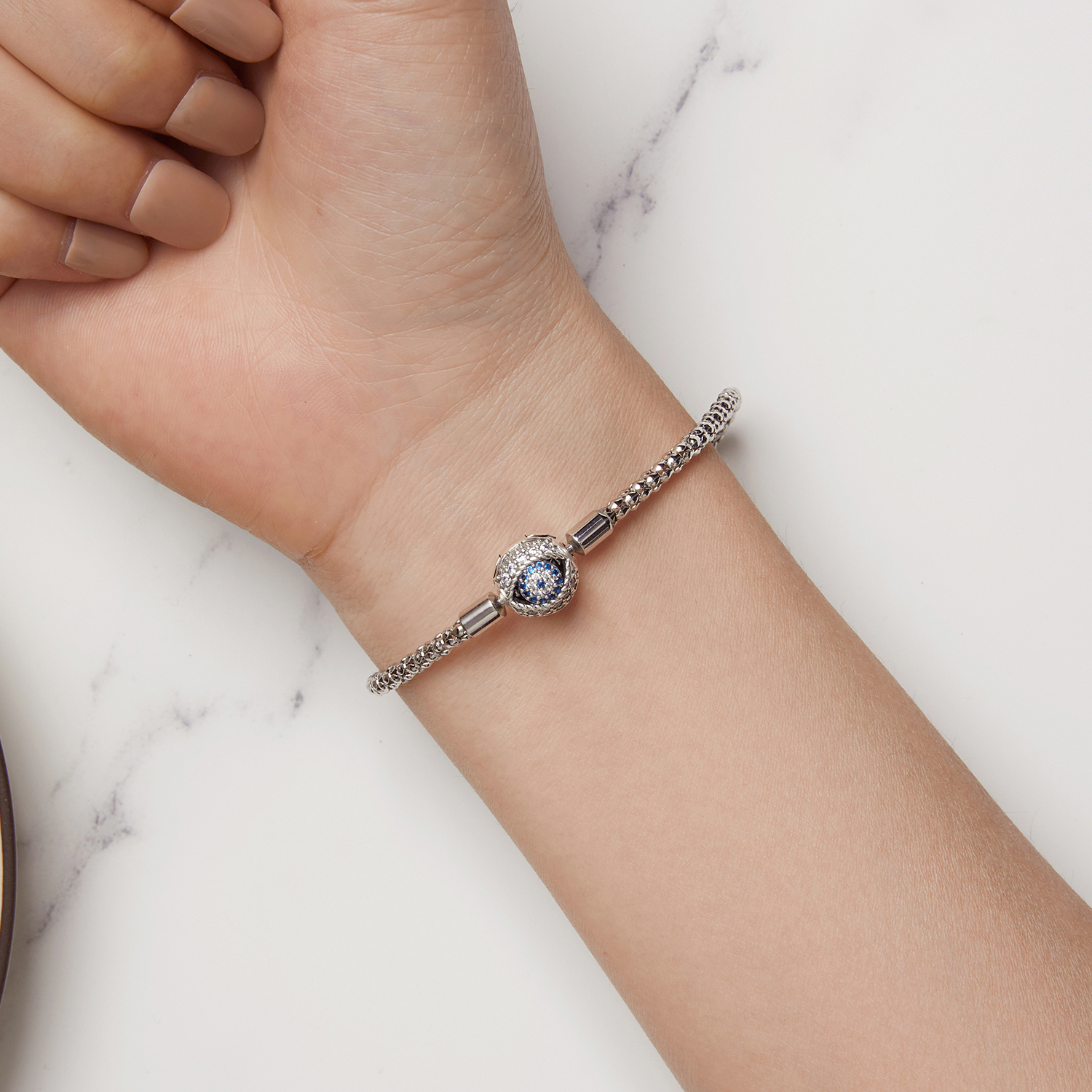 Pandora Stijl Duivelsoog Kleine Bol Ketting Armband - BSB141