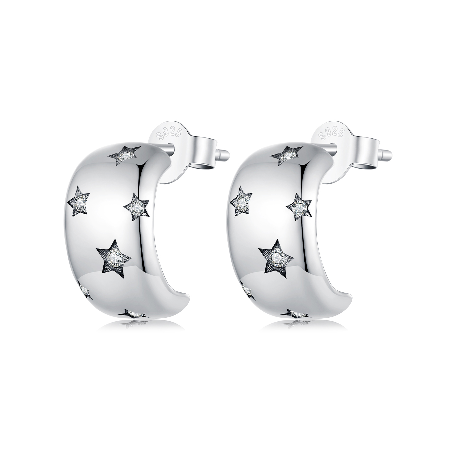 Pandora Stijl Flash Ster Oorknopjes - BSE884 Pandora Stijl Flash Ster Oorknopjes - BSE884