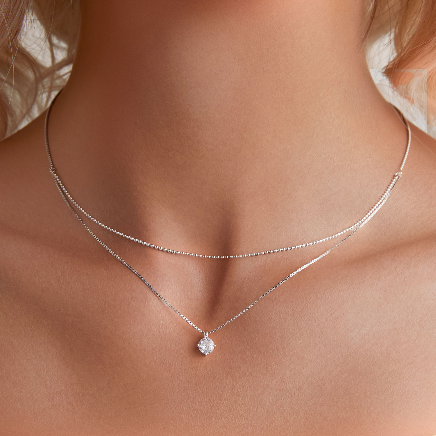 Pandora stijl Glanzende Dubbele Laag Ketting - BSN358