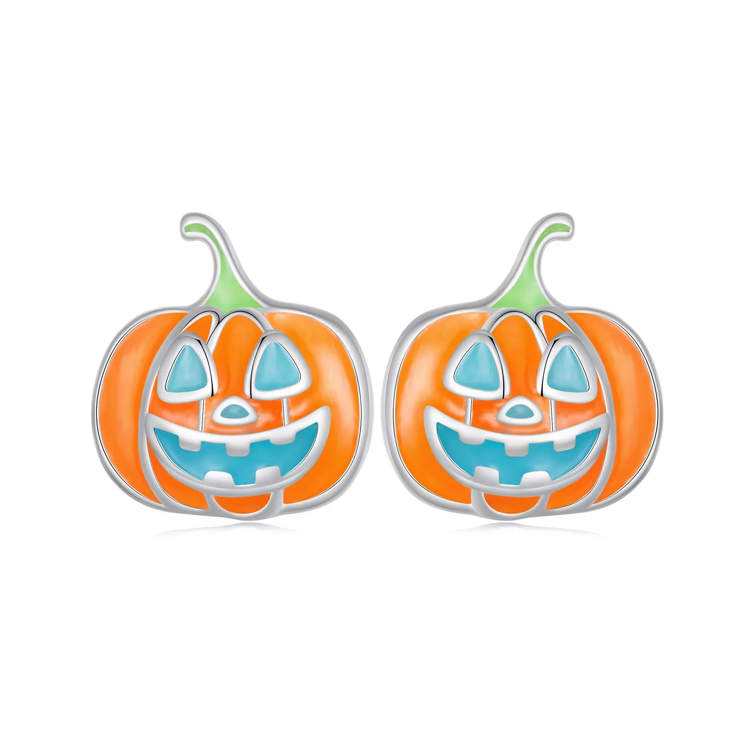 Pandora Stijl Glow-In-The-Dark Pompoen Oorbellen met Persoonlijke Studs - SCE1640