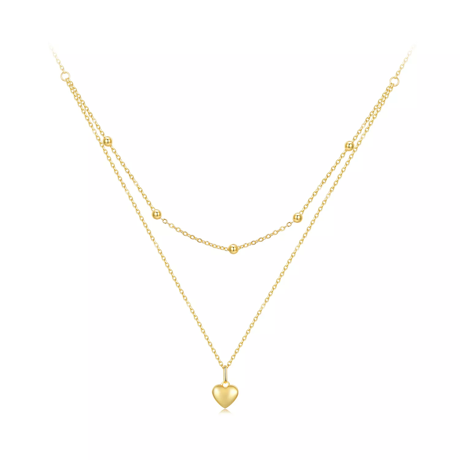 Pandora Stijl Gouden Liefde Hart Kralen Ketting - BSN168-B